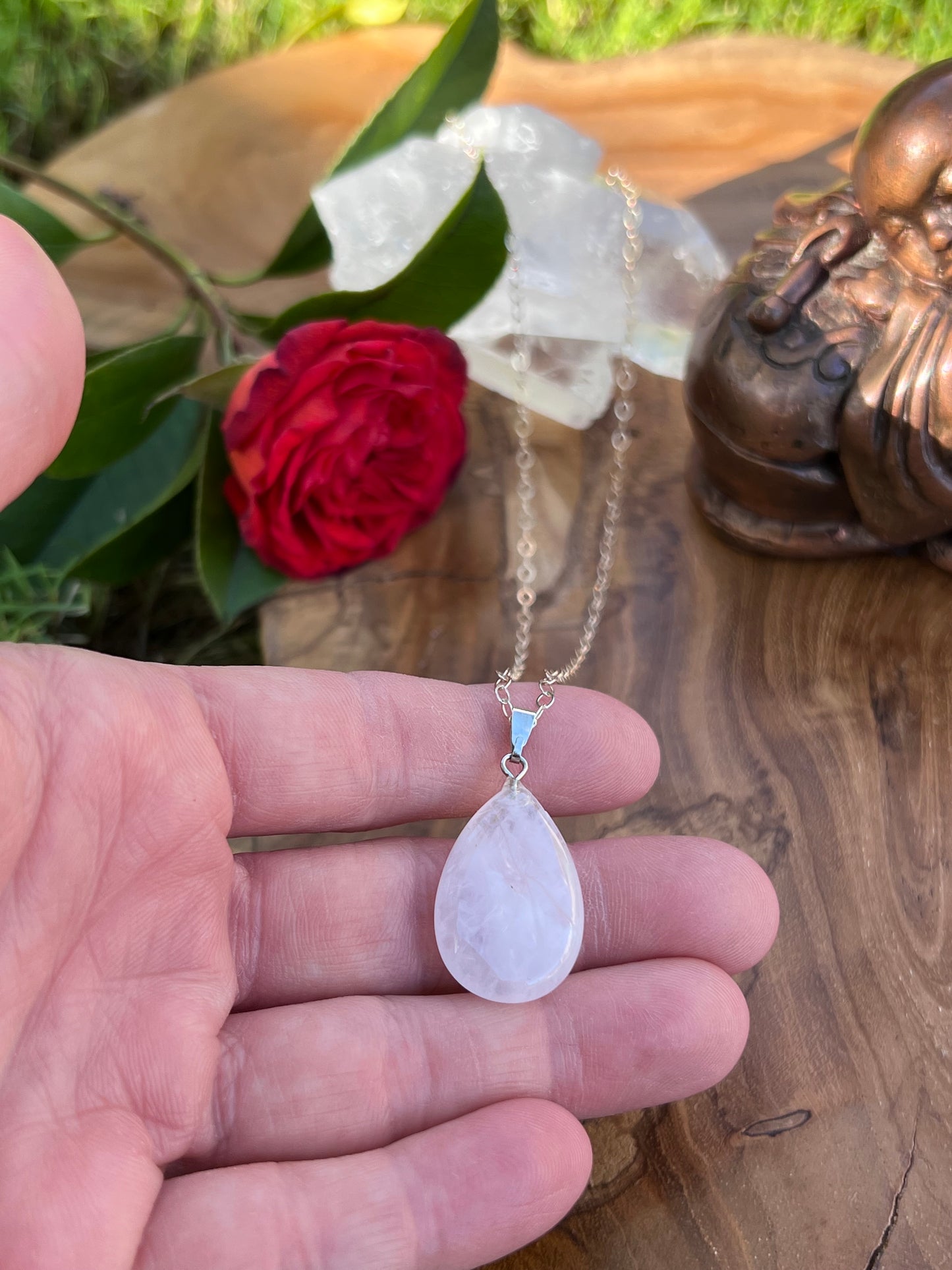 Rose Quartz Pendant on Sterling Silver