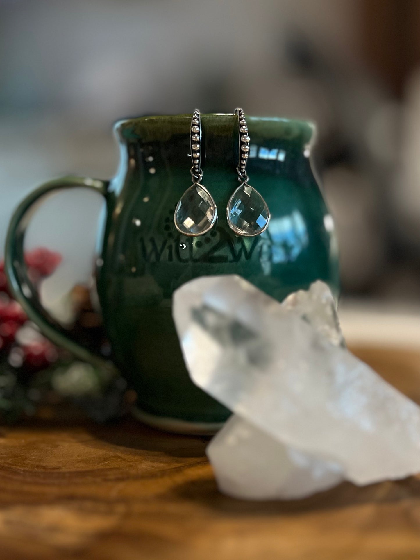 Clear Rock Quartz Earrings on Sterling Silver