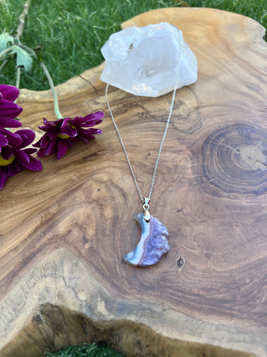 Amethyst Crescent Moon Stalactite Necklace