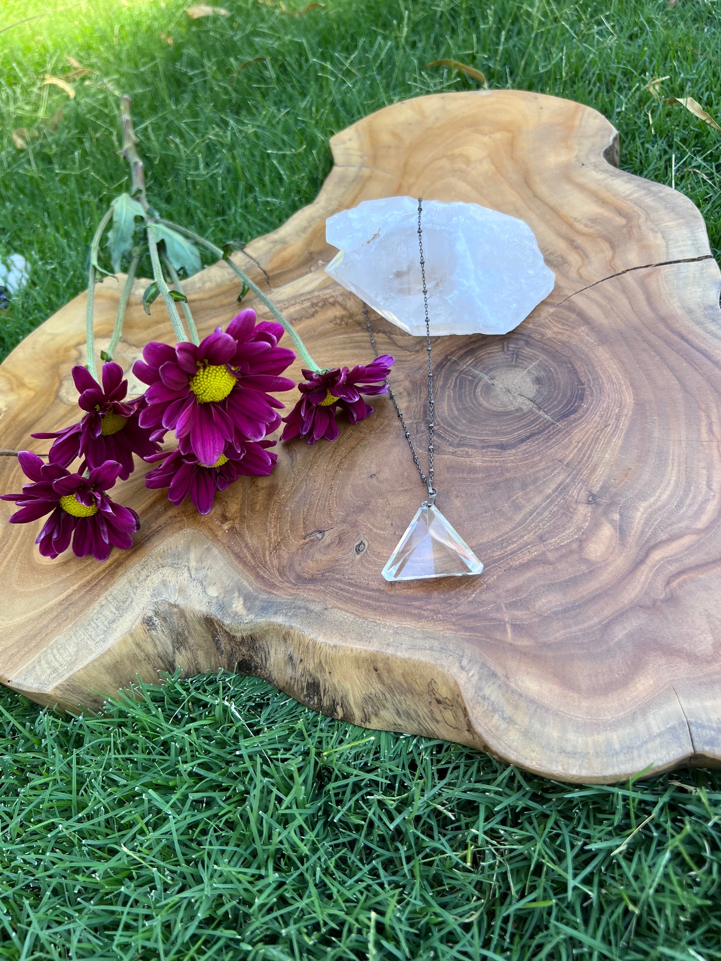 Clear Quartz Triangle Necklace