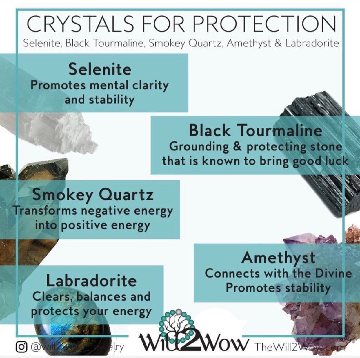 Protection Bracelet (Black Tourmaline, Smokey Quartz, Labradorite, Amethyst, and Selenite)