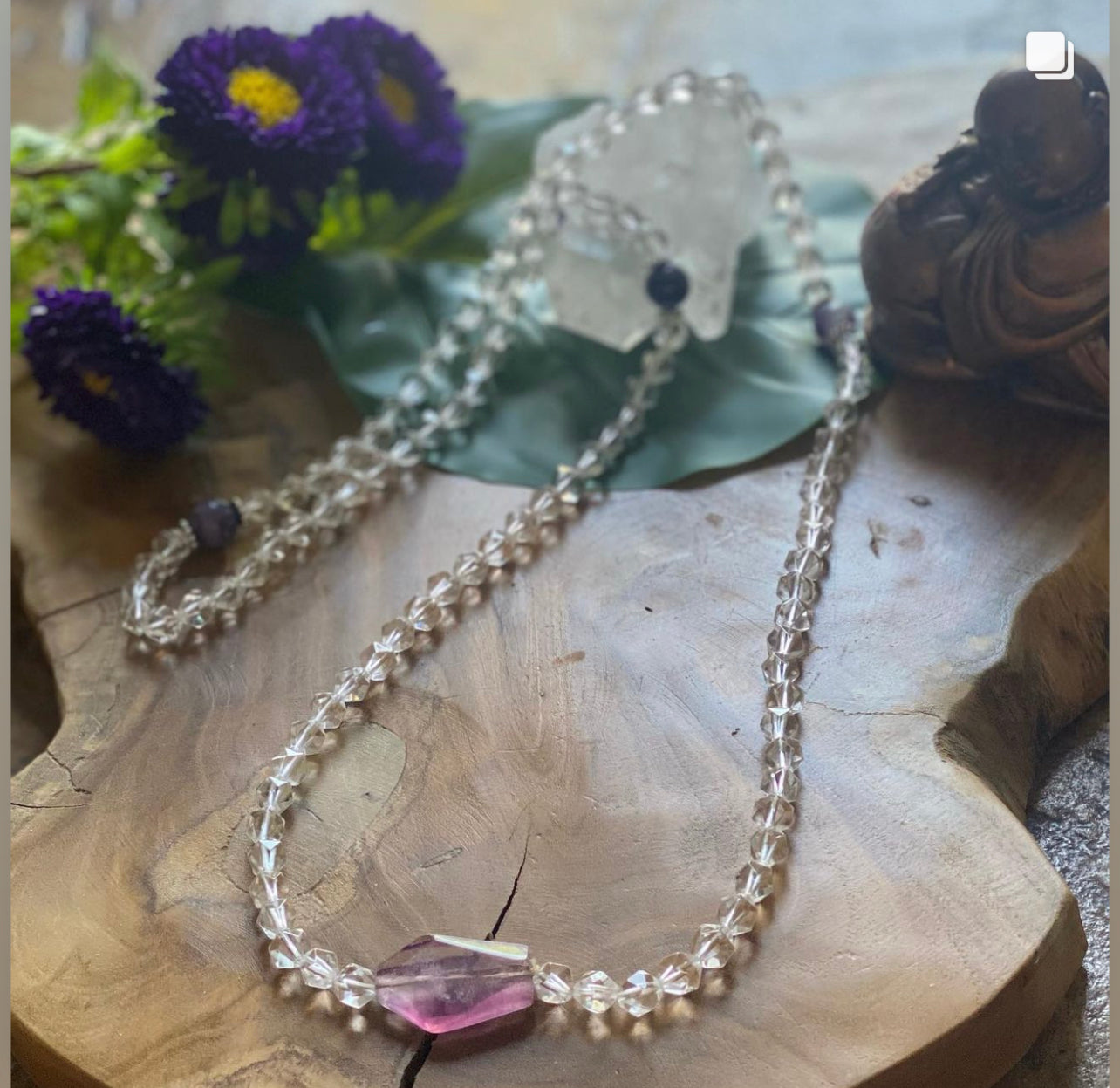 Clear Quartz & Fluorite Mala Necklace