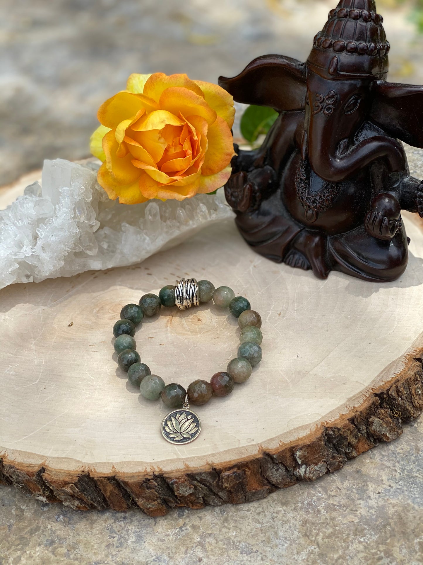 Fancy Jasper Lotus Flower Bracelet