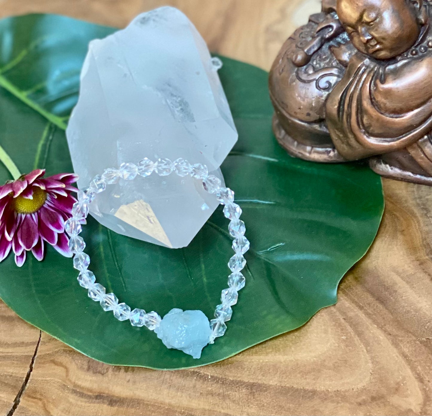 Clear Quartz and Aquamarine Bracelet