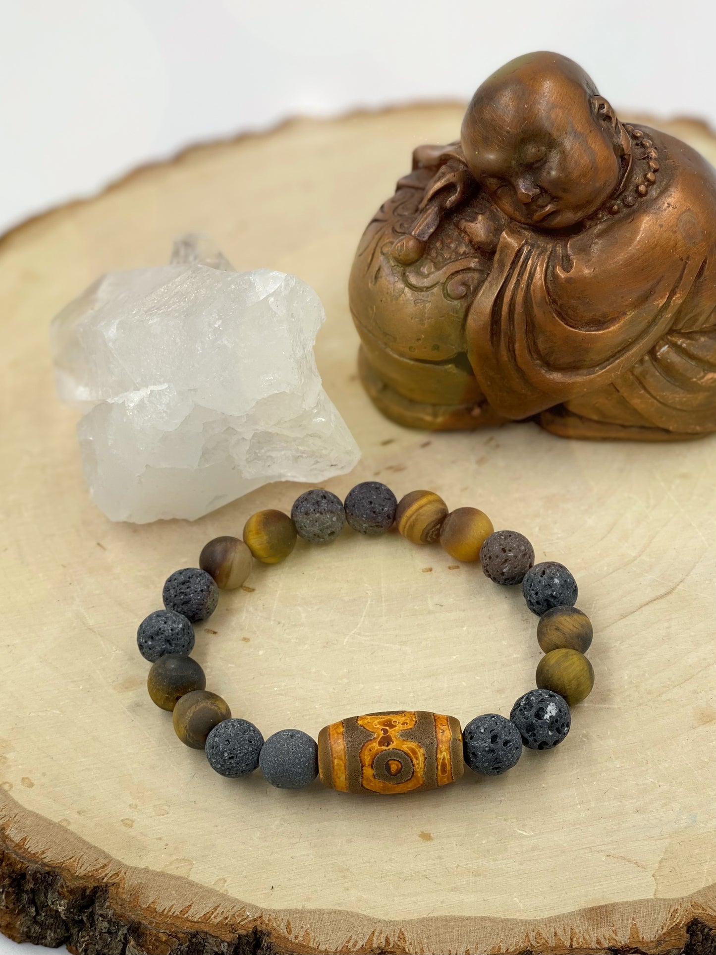 Men’s Tiger’s Eye and Lava Stone Bracelet