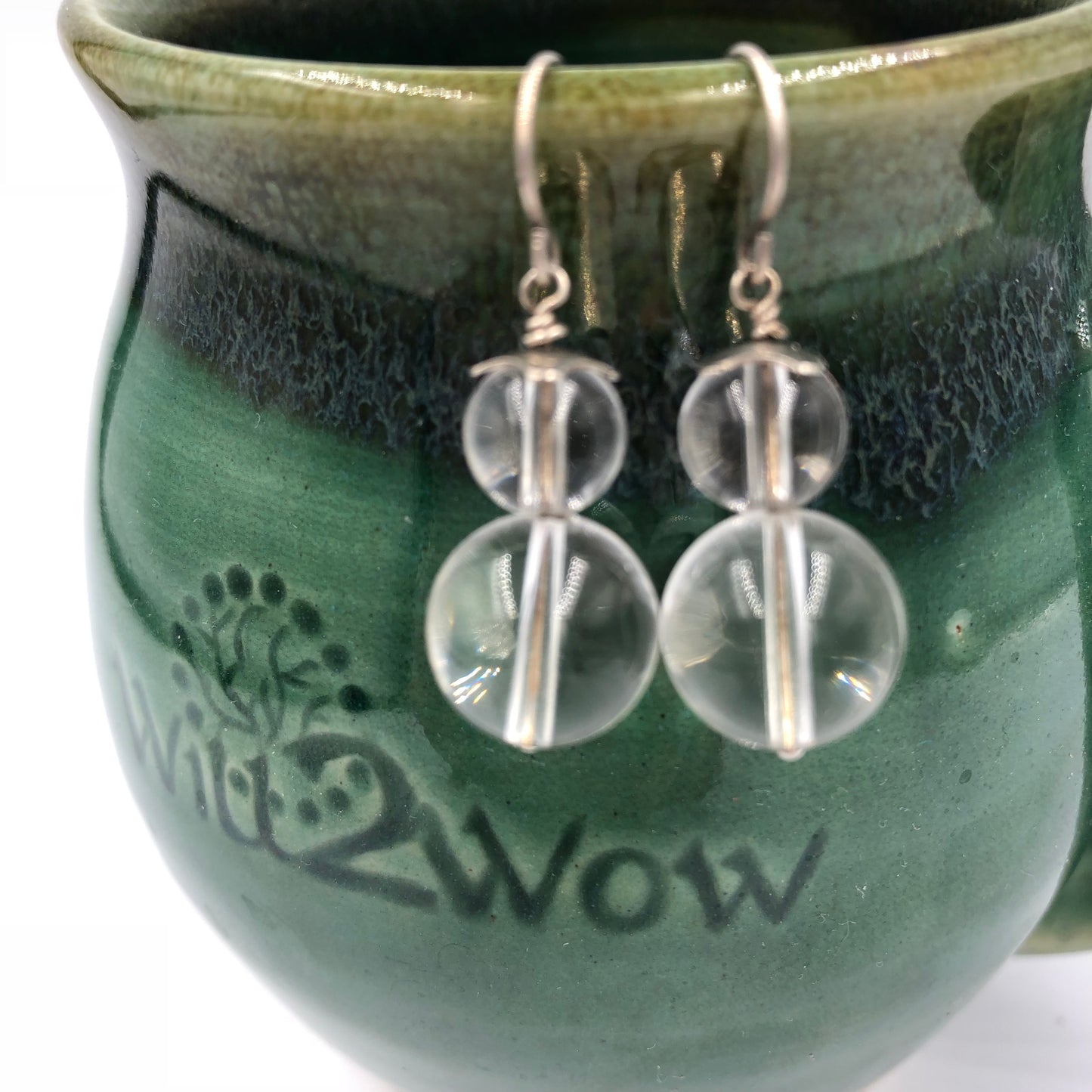 Clear Quartz Sterling Silver Chakra Earrings