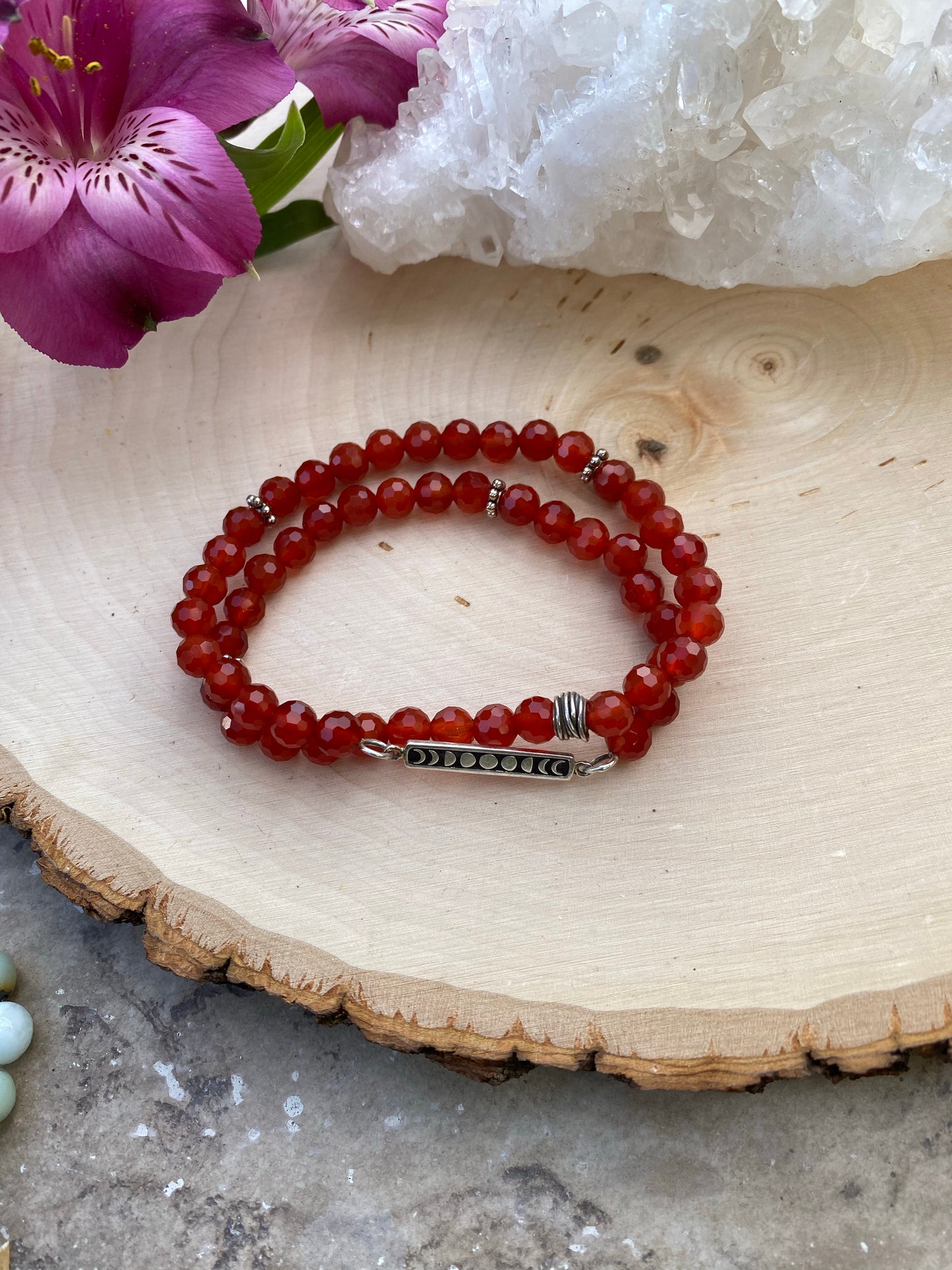 Carnelian Moon Phase Wrap Bracelet