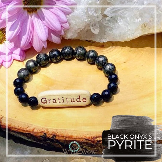 Pyrite and Black Onyx Gratitude Bracelet
