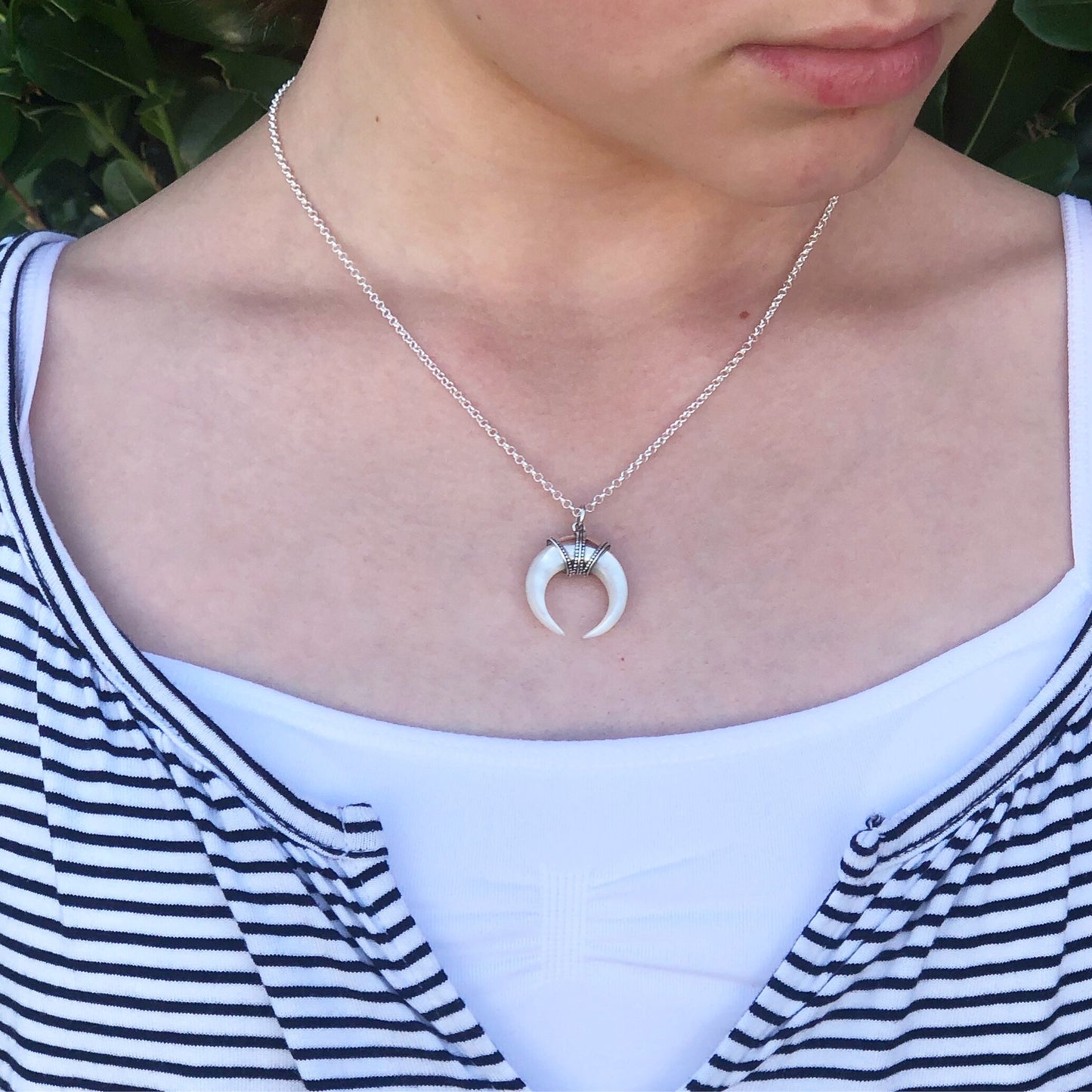 Mother of Pearl Crescent Moon Necklace