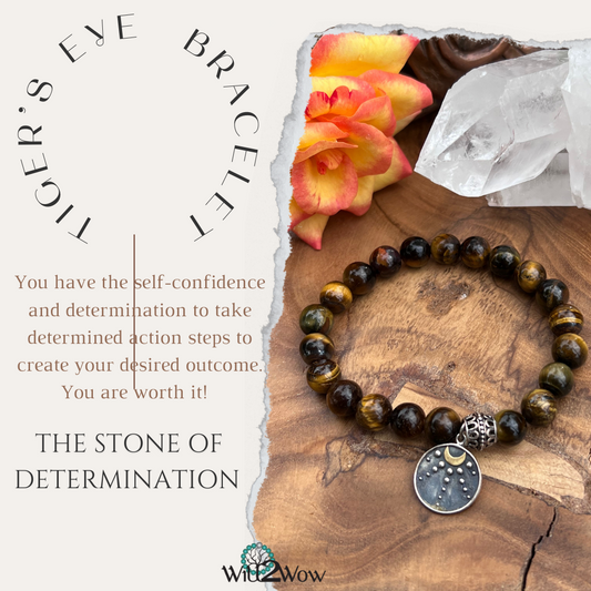 Tiger’s Eye Bracelet with a Crescent Moon charm
