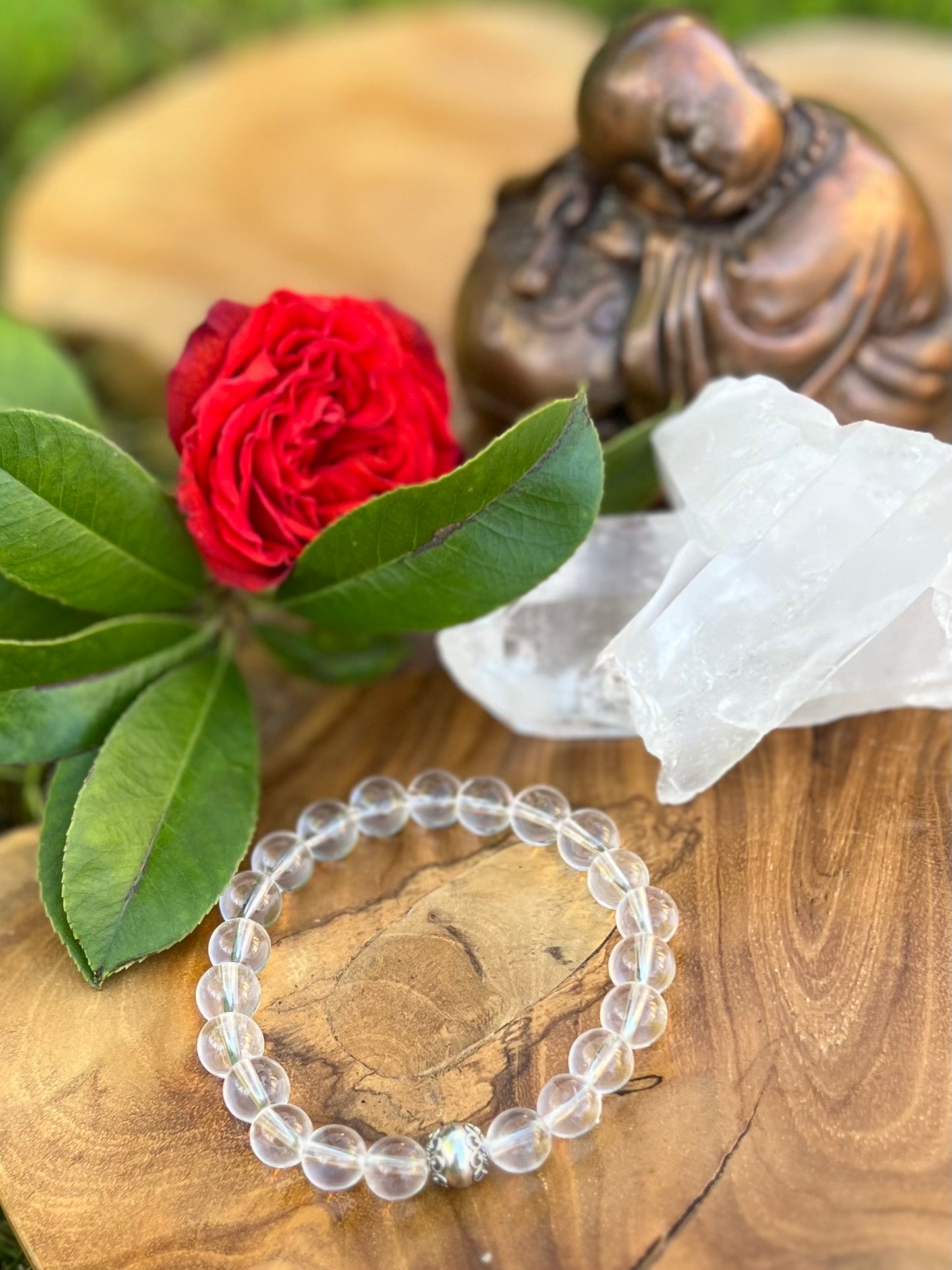 Clear Quartz Bracelet with a Sterling Silver Accent Bead