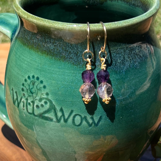 Amethyst and Cacoxenite Earrings