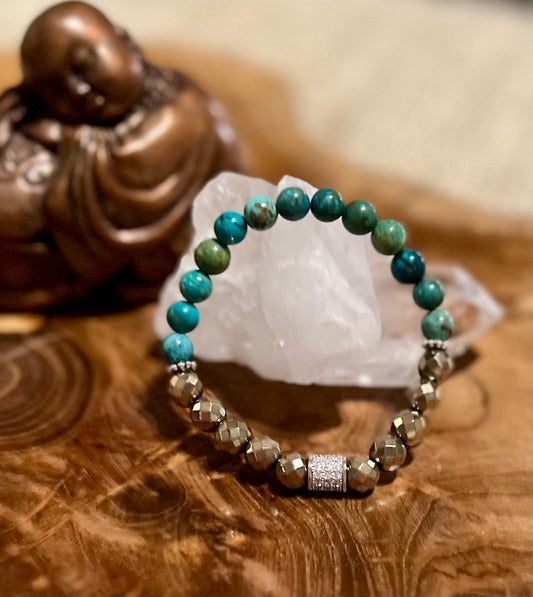 Turquoise and Pyrite Bracelet