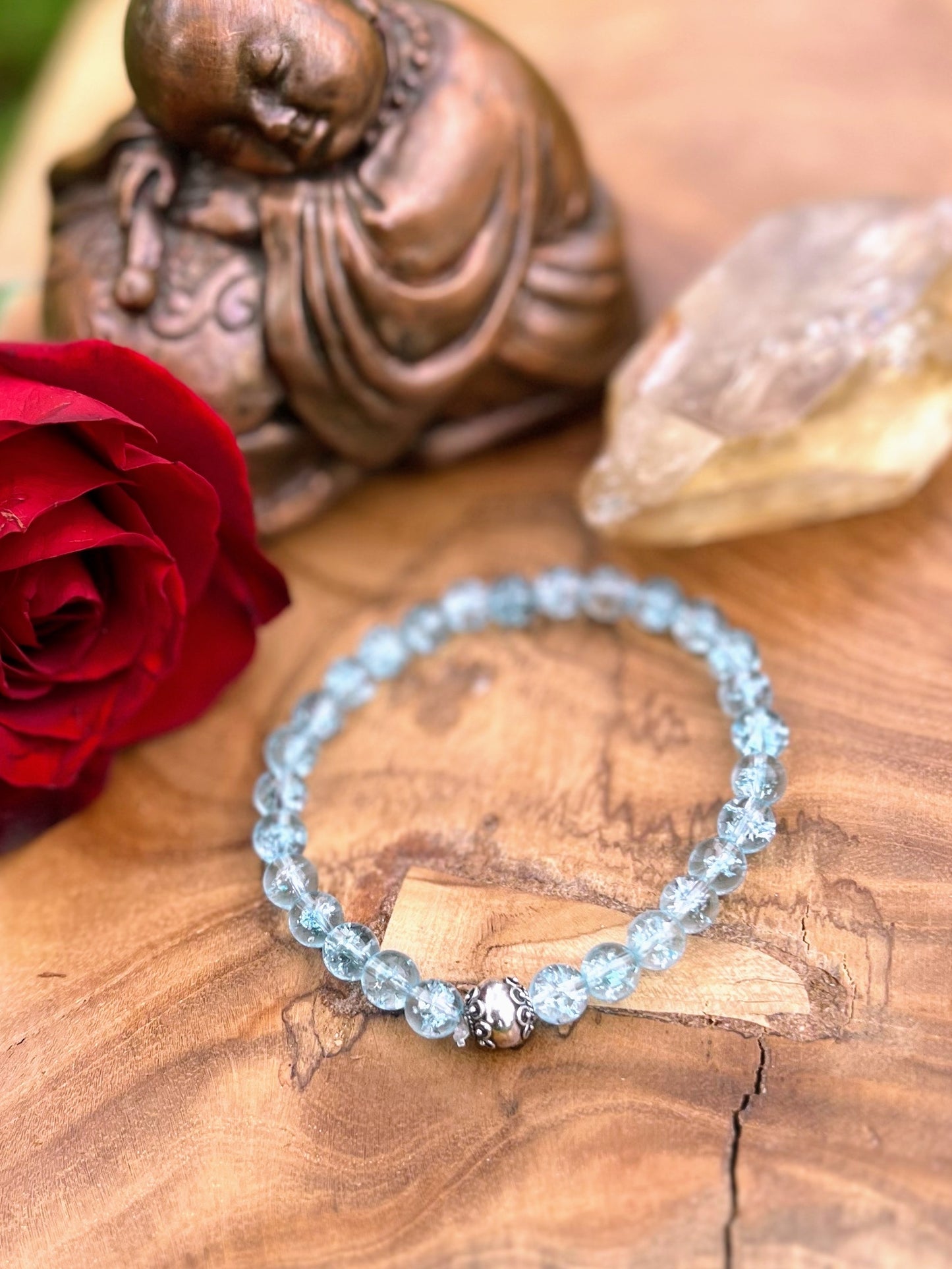 Blue Topaz Bracelet with a Sterling Silver Accent Bead