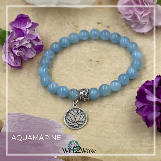 Aquamarine Lotus Flower Bracelet