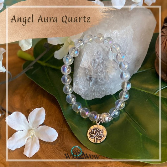 Angel Aura Quartz Lotus Flower Bracelet