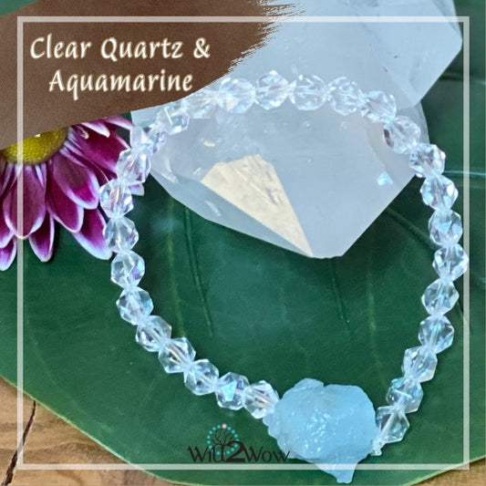 Clear Quartz and Aquamarine Bracelet