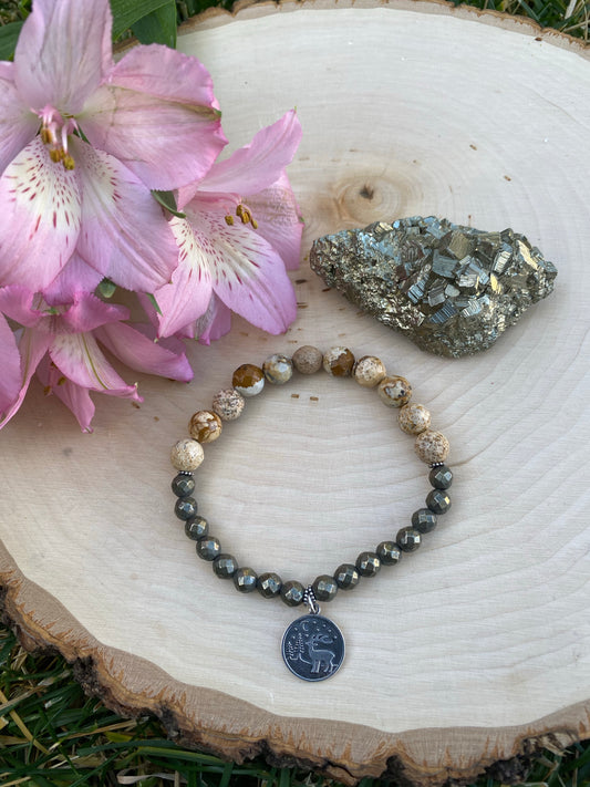 Picture Jasper and Pyrite with a Sterling Silver Charm