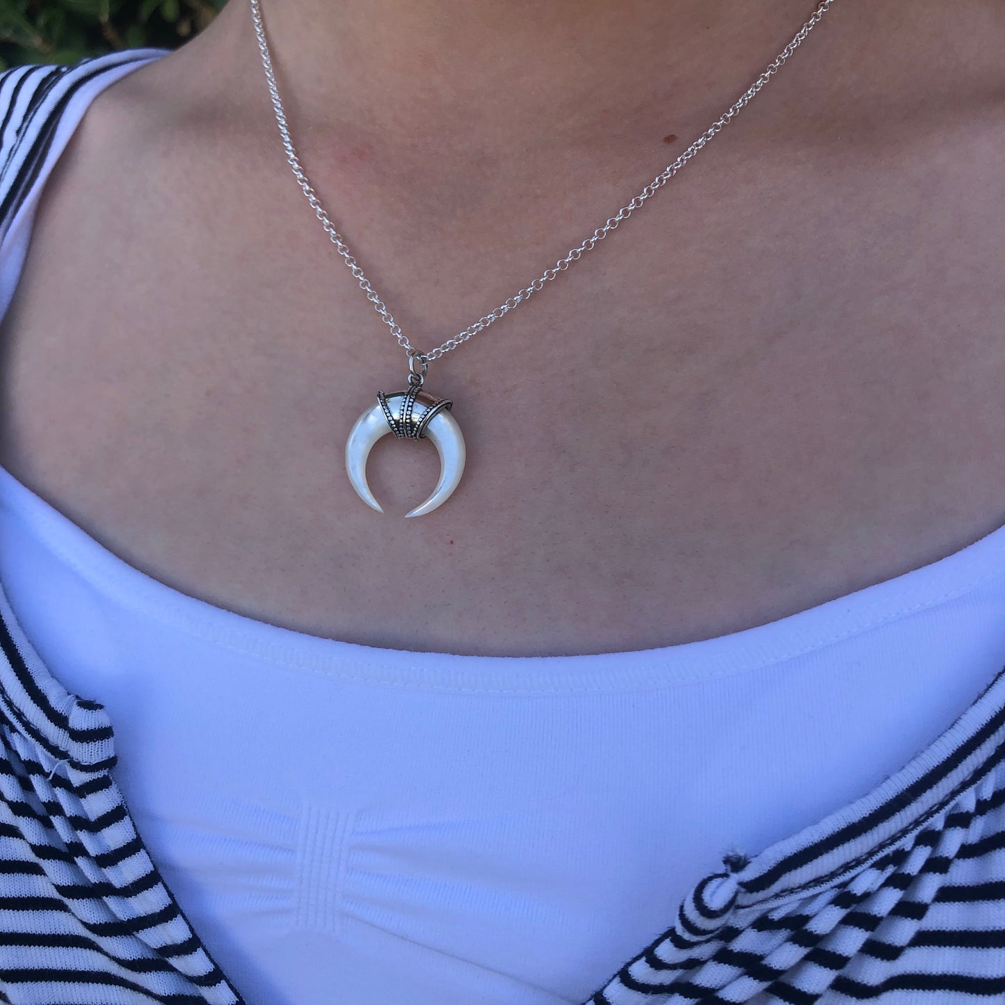 Mother of Pearl Crescent Moon Necklace
